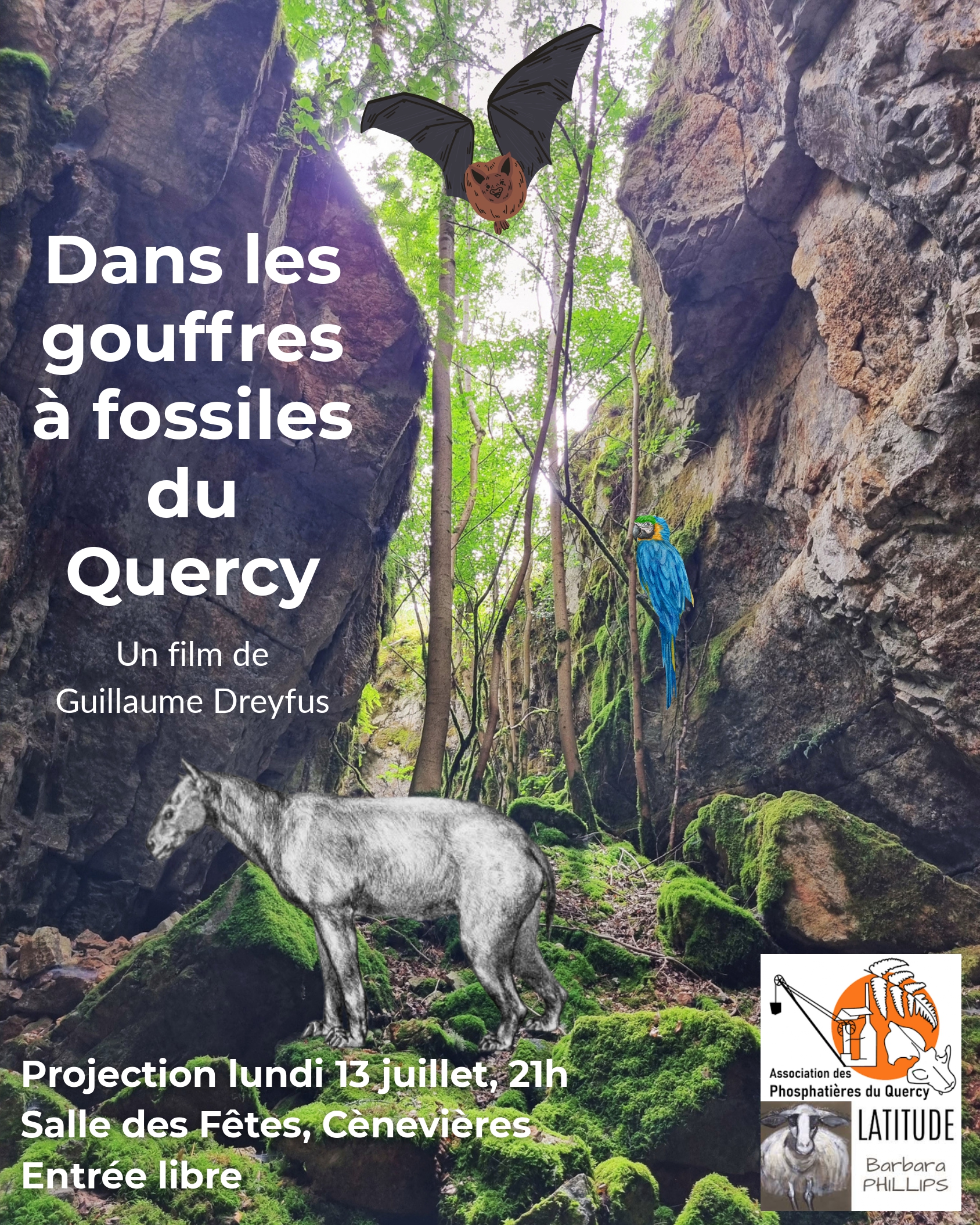 Projection : "Dans les gouffres à fossiles du Quercy"