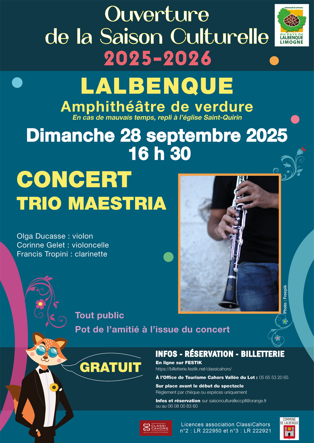 Saison culturelle Lalbenque-Limogne : Concert du Trio Maestria