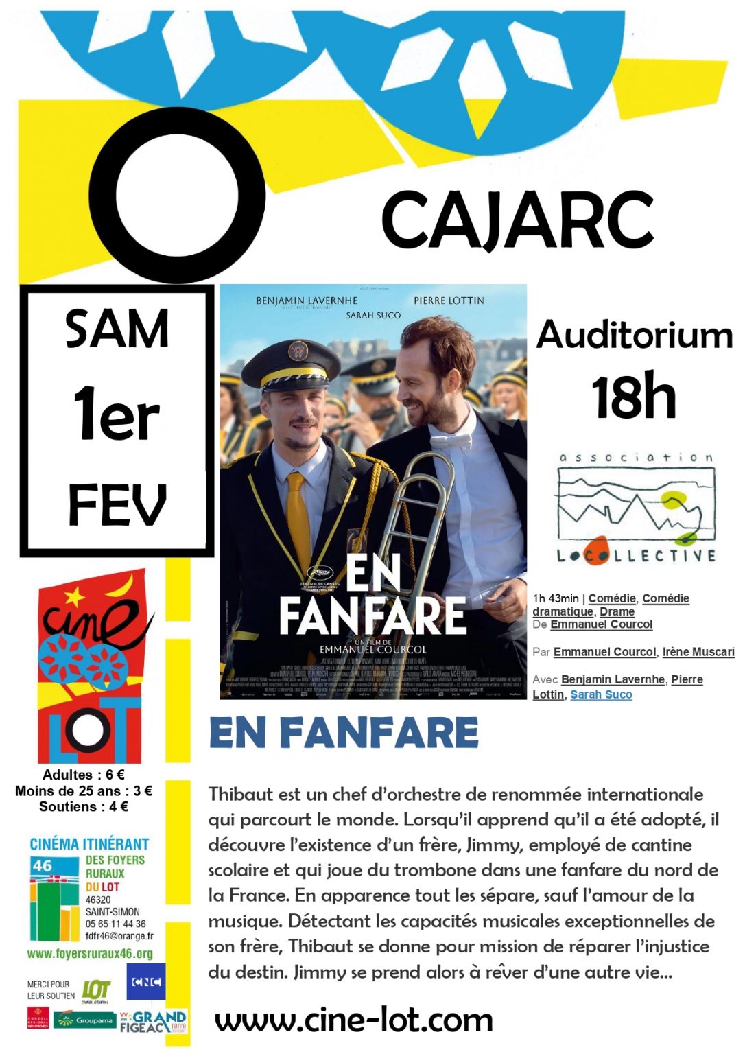 Ciné-Lot à Cajarc, projection du film "En fanfare"