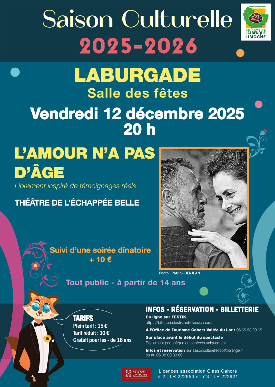Saison culturelle Lalbenque-Limogne : théâtre "L'amour n'a pas d'âge"