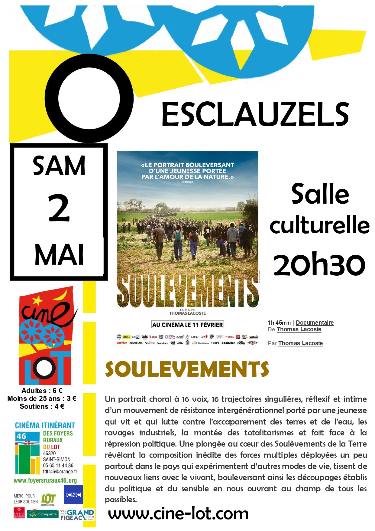 Ciné-Lot à Esclauzels: "Soulèvements" — visuel événement