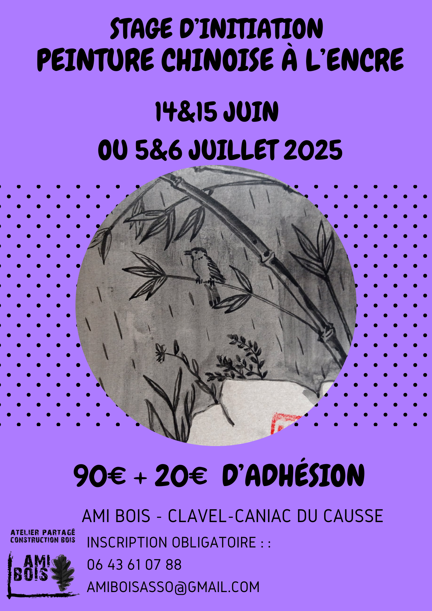 Stage  d'initiation à la peinture chinoise à l'encre chez L' Ami Bois