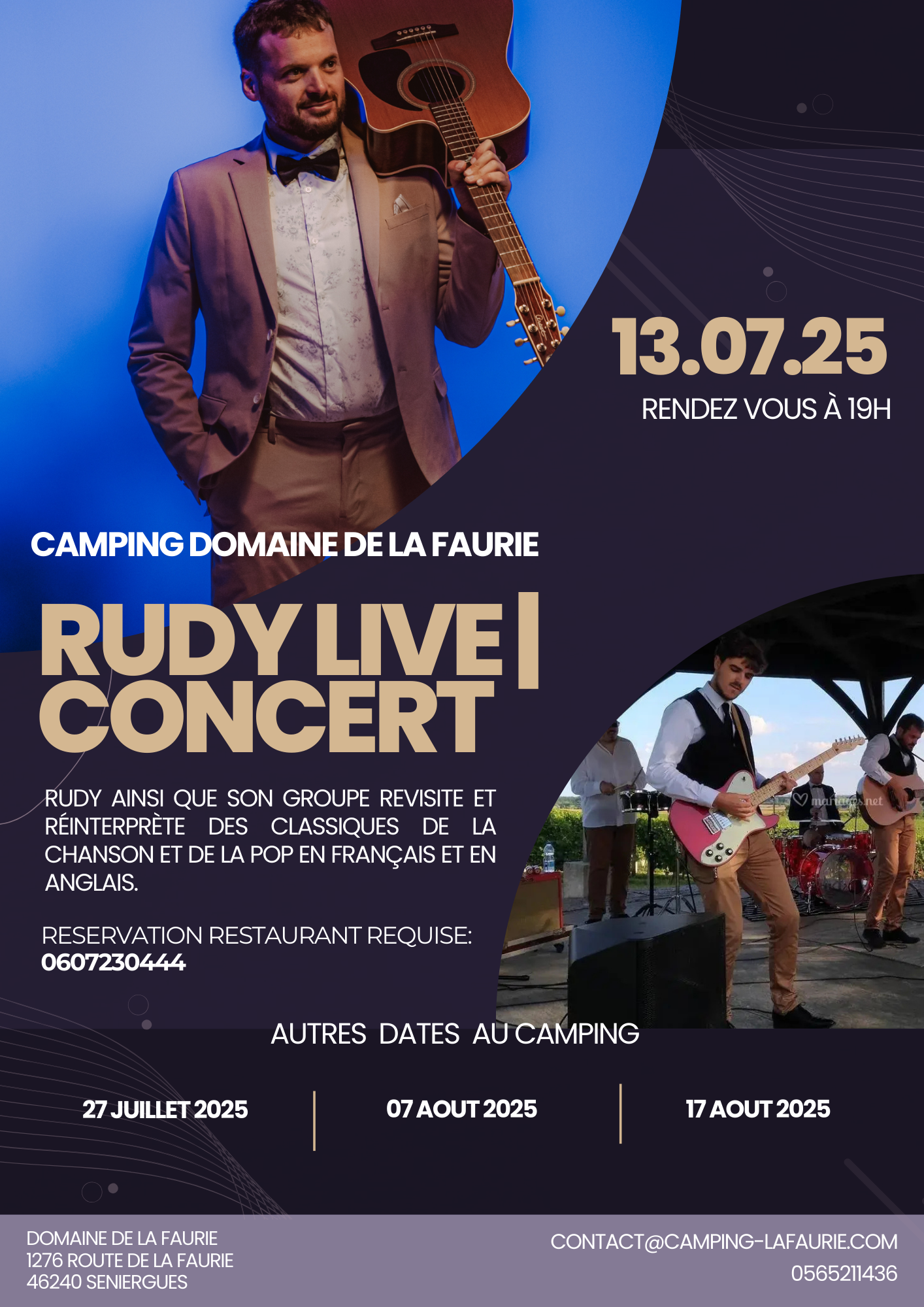 Rudy Live Concert au Camping du Domaine de la Faurie