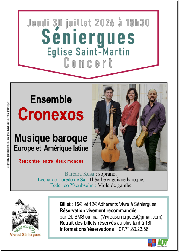 Concert à Séniergues : Concert de musique baroque donné par l’ensemble Cronexos