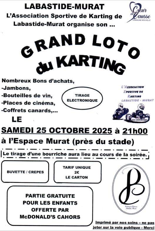 Grand loto de l'Association Sportive de Karting de Labastide-Murat, Cœur de Causse