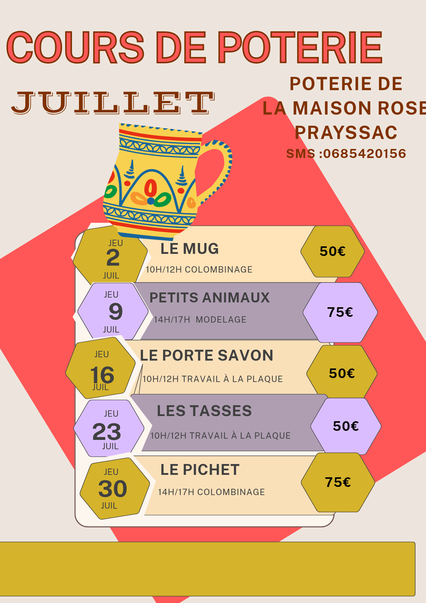 Cours de poterie/ modelage "Le mug"