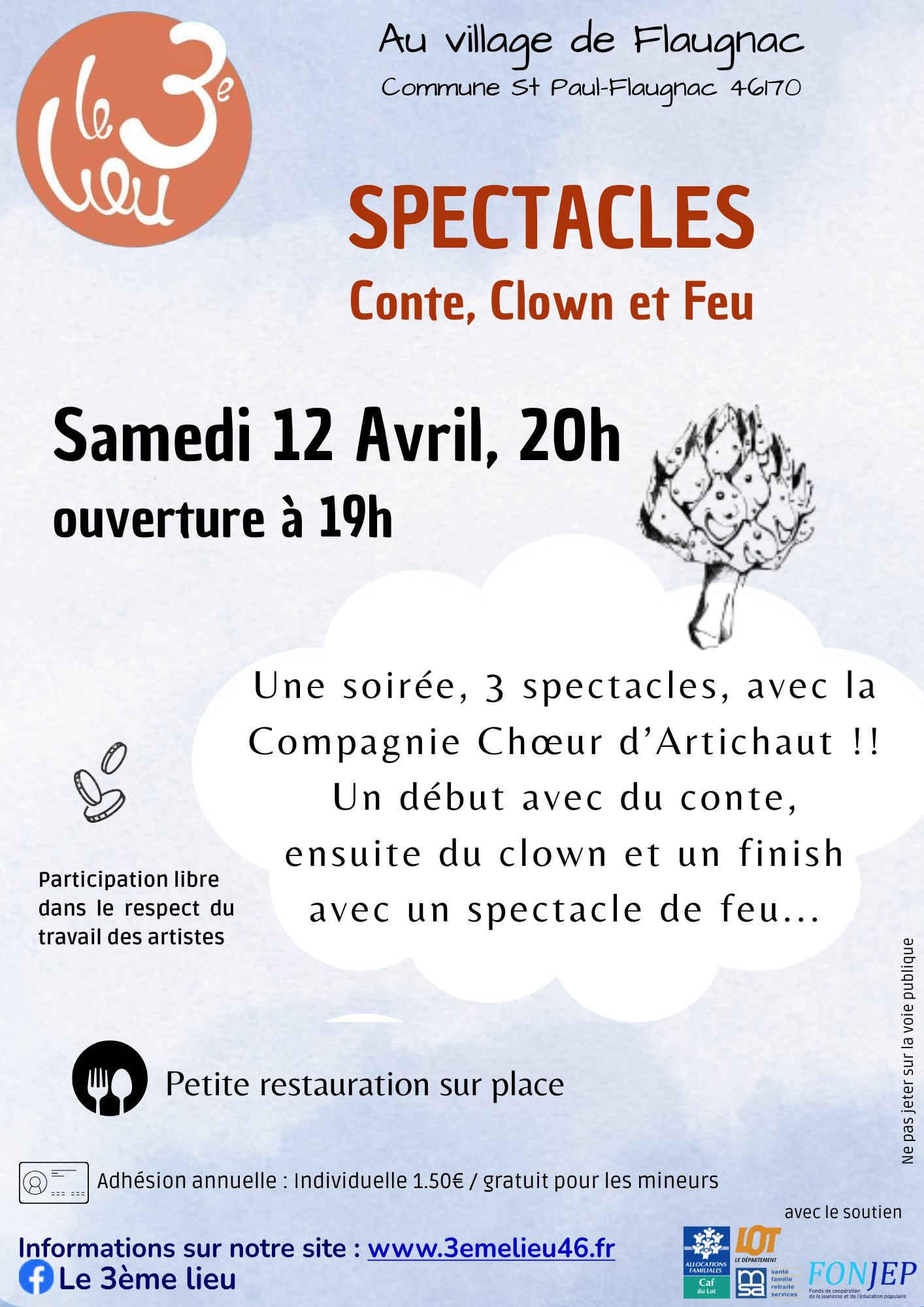 Soirée spectacles conte, clown et feu