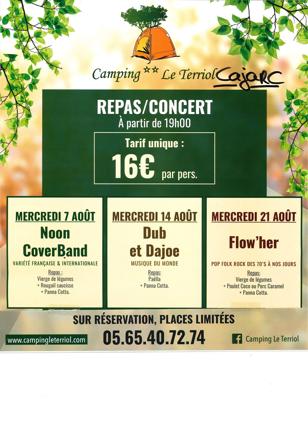 Repas concert au camping Le Terriol