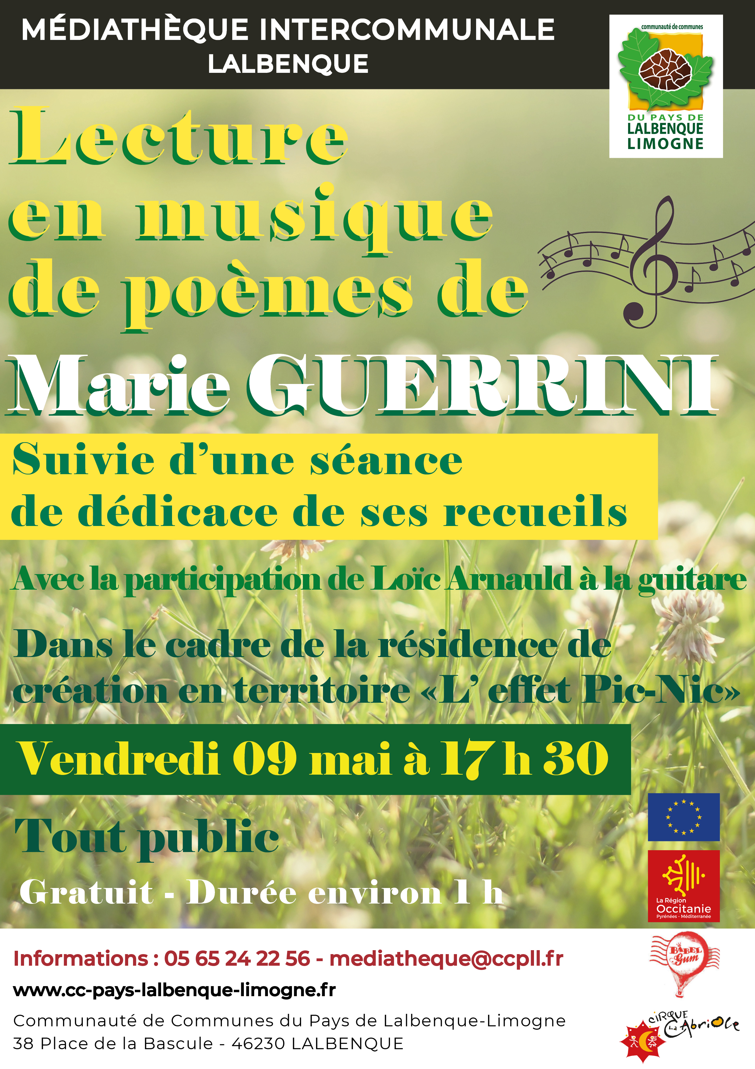 Projet "L'Effet PicNic" : Lecture poétique et musicale de Marie Guerrini