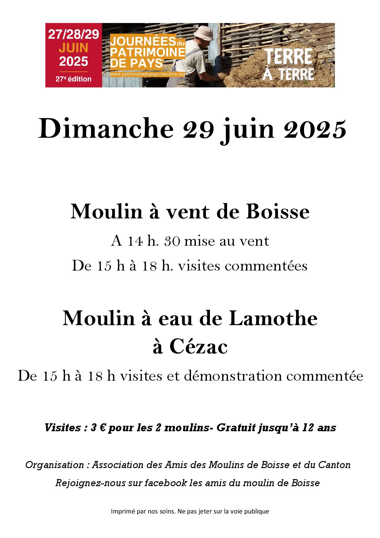 Journées du patrimoine de pays et des moulins: visite des moulins "frères"