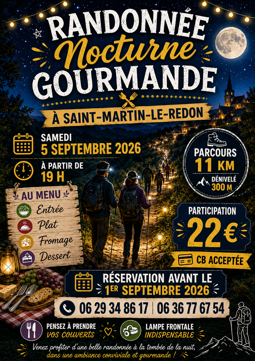 Randonnée nocturne gourmande à Saint-Martin-le-Redon