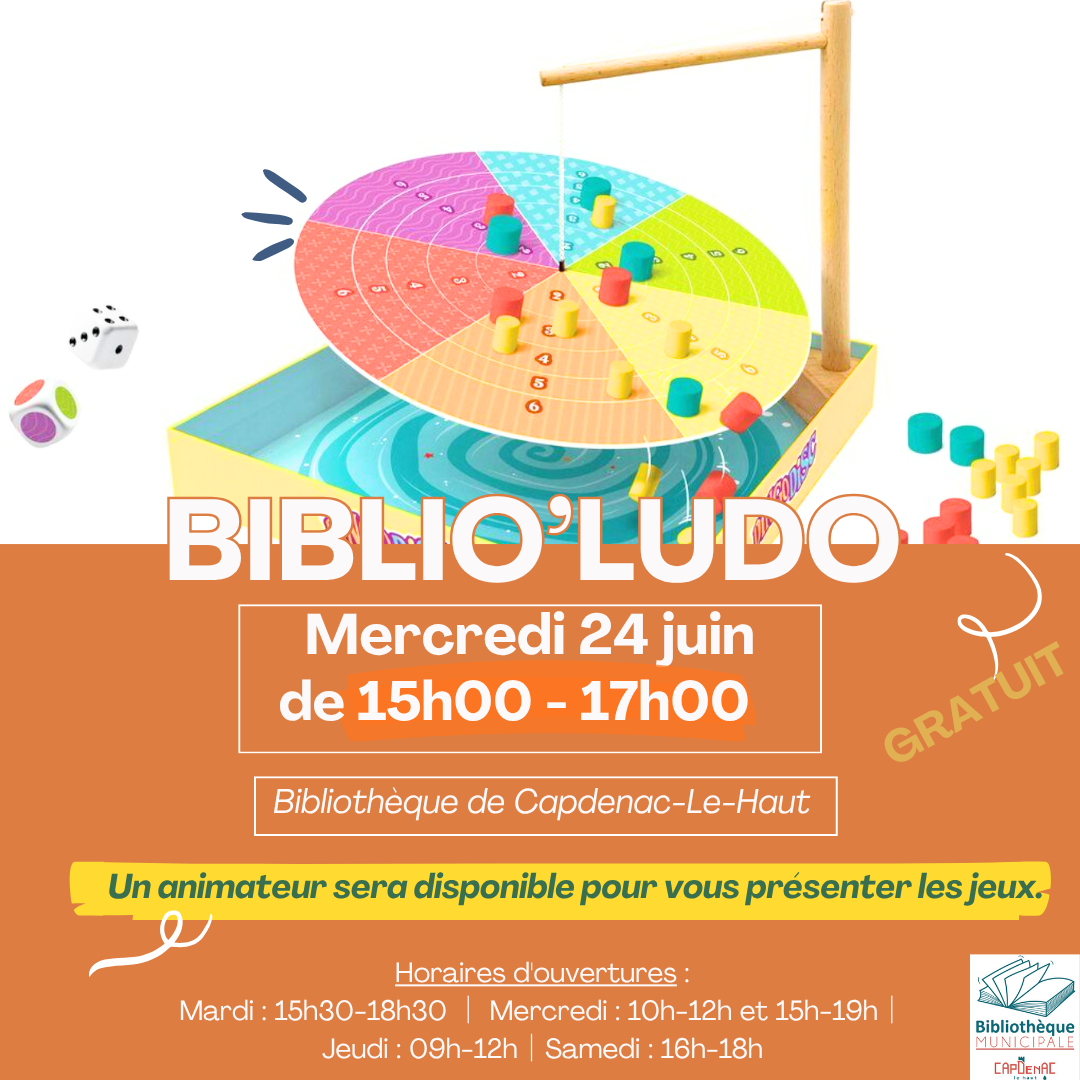 Biblio'Ludo à la bibliothèque de Capdenac-le-Haut — visuel événement