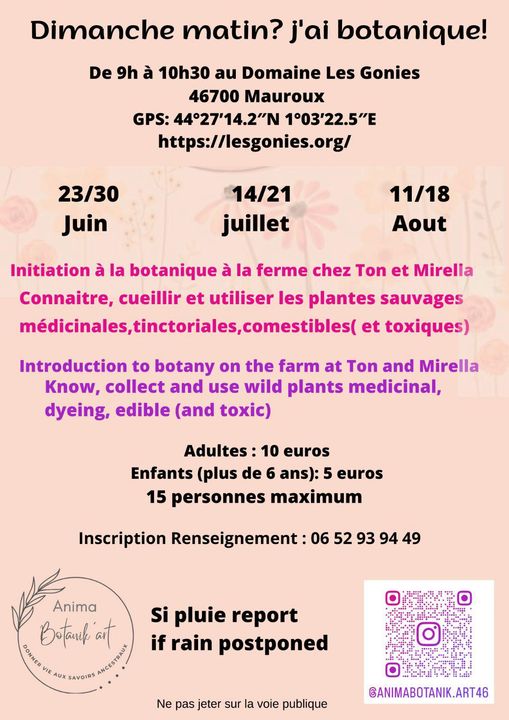Initiation à la botanique à la ferme Les Gonies