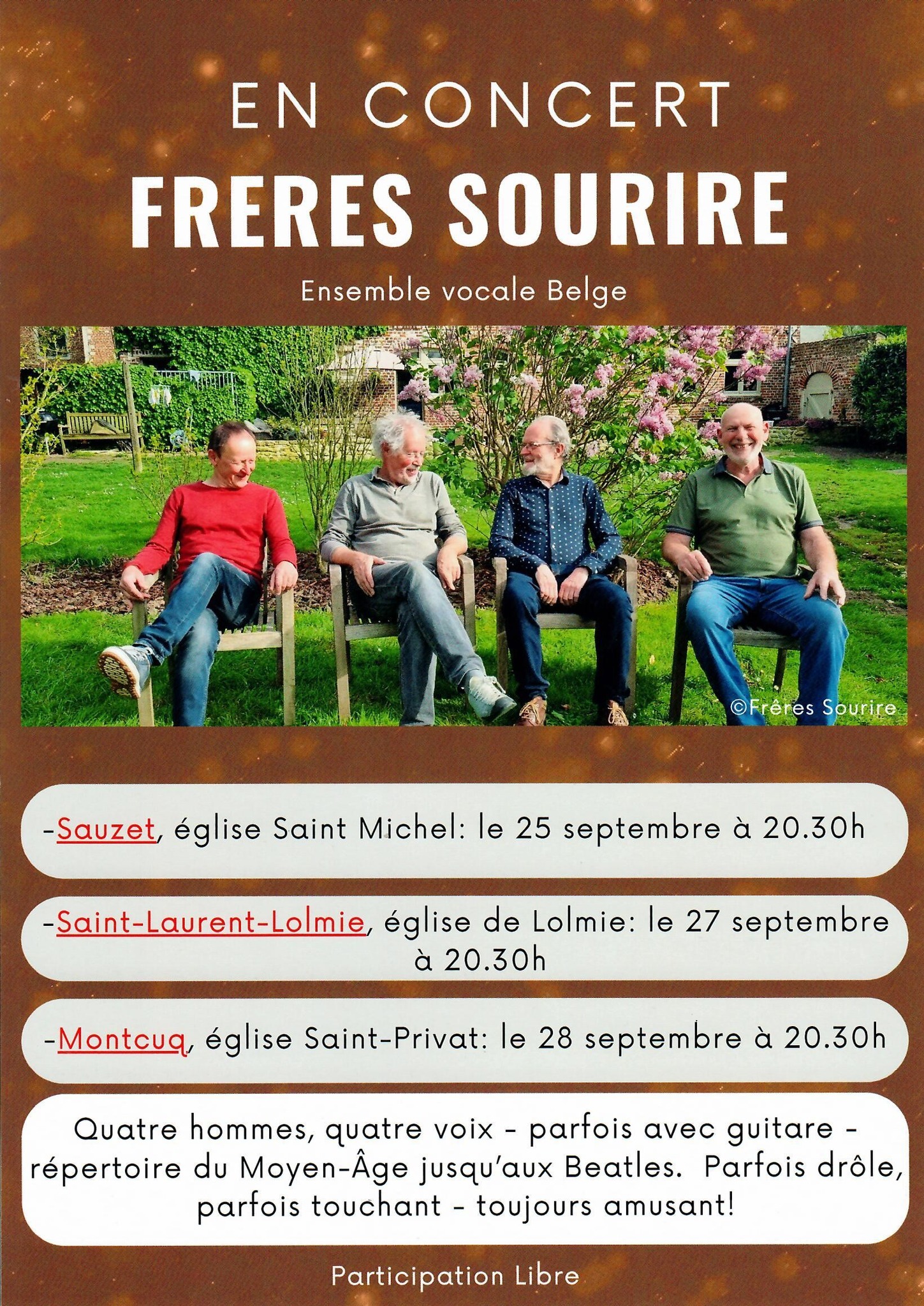 Concert à l'église de Saint-Laurent-Lolmie: les Frères Sourire