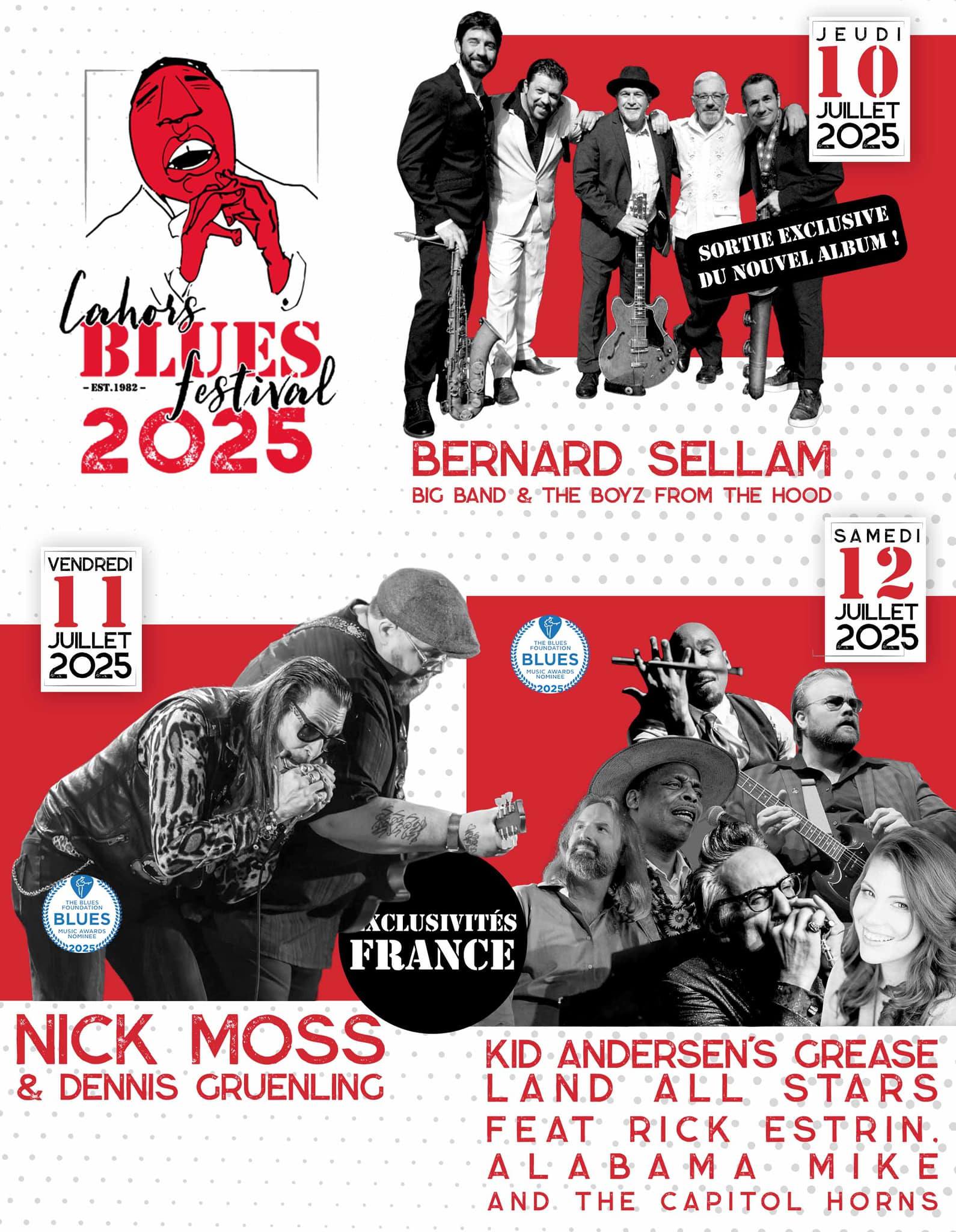 Cahors Blues Festival : Kid Andersen Grease Land All Stars feat. Rick Estrin, Alabama Mike and The Capitol Horns