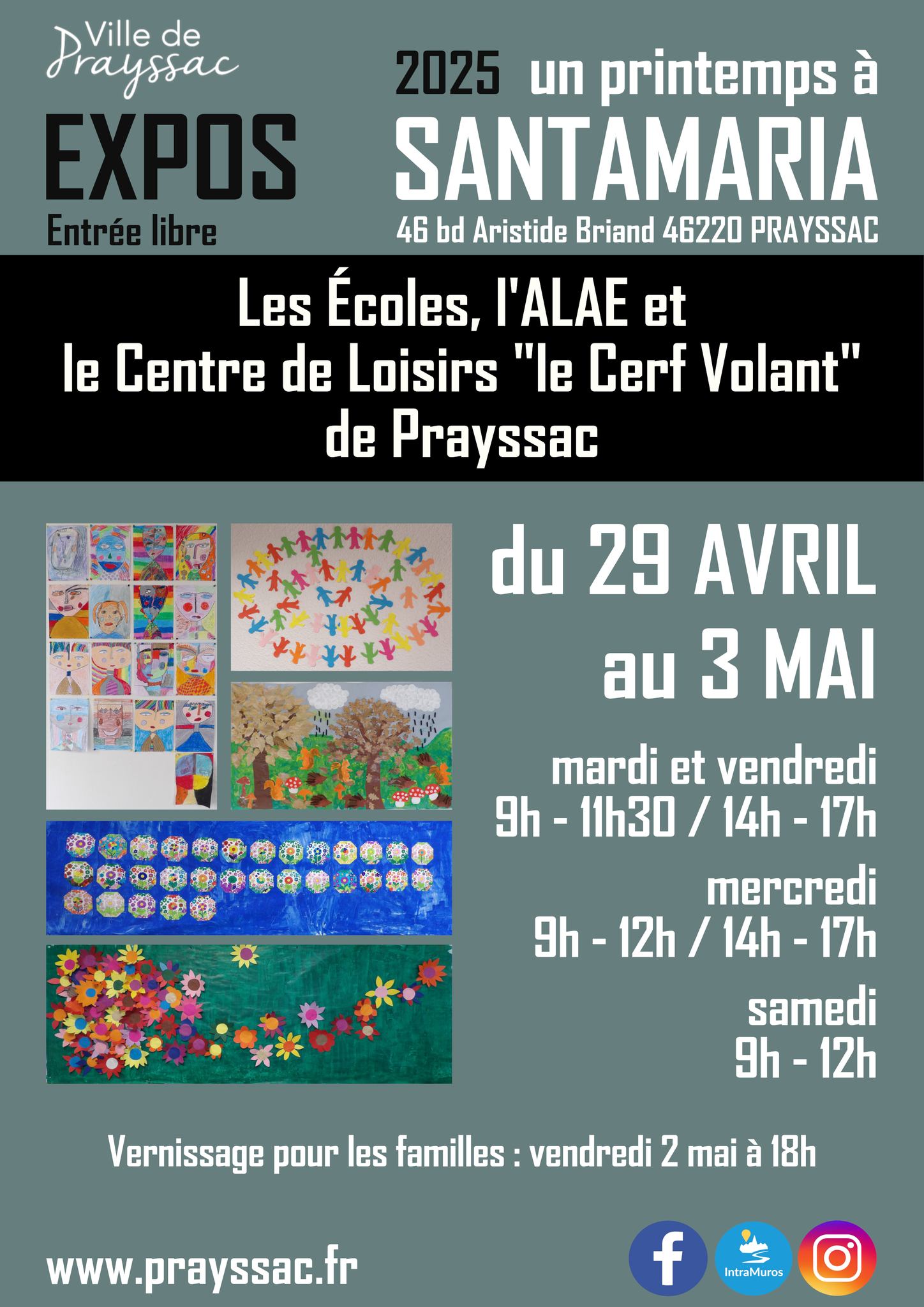 Exposition à Santamaria: les écoles, l'ALAE, le centre de loisirs le Cerf-Volant de Prayssac