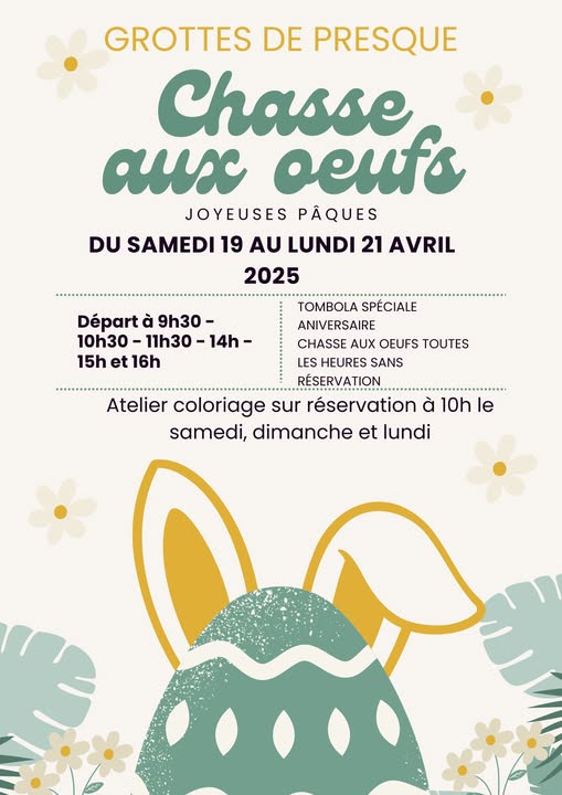 Chasse aux oeufs et tombola aux Grottes de Presque
