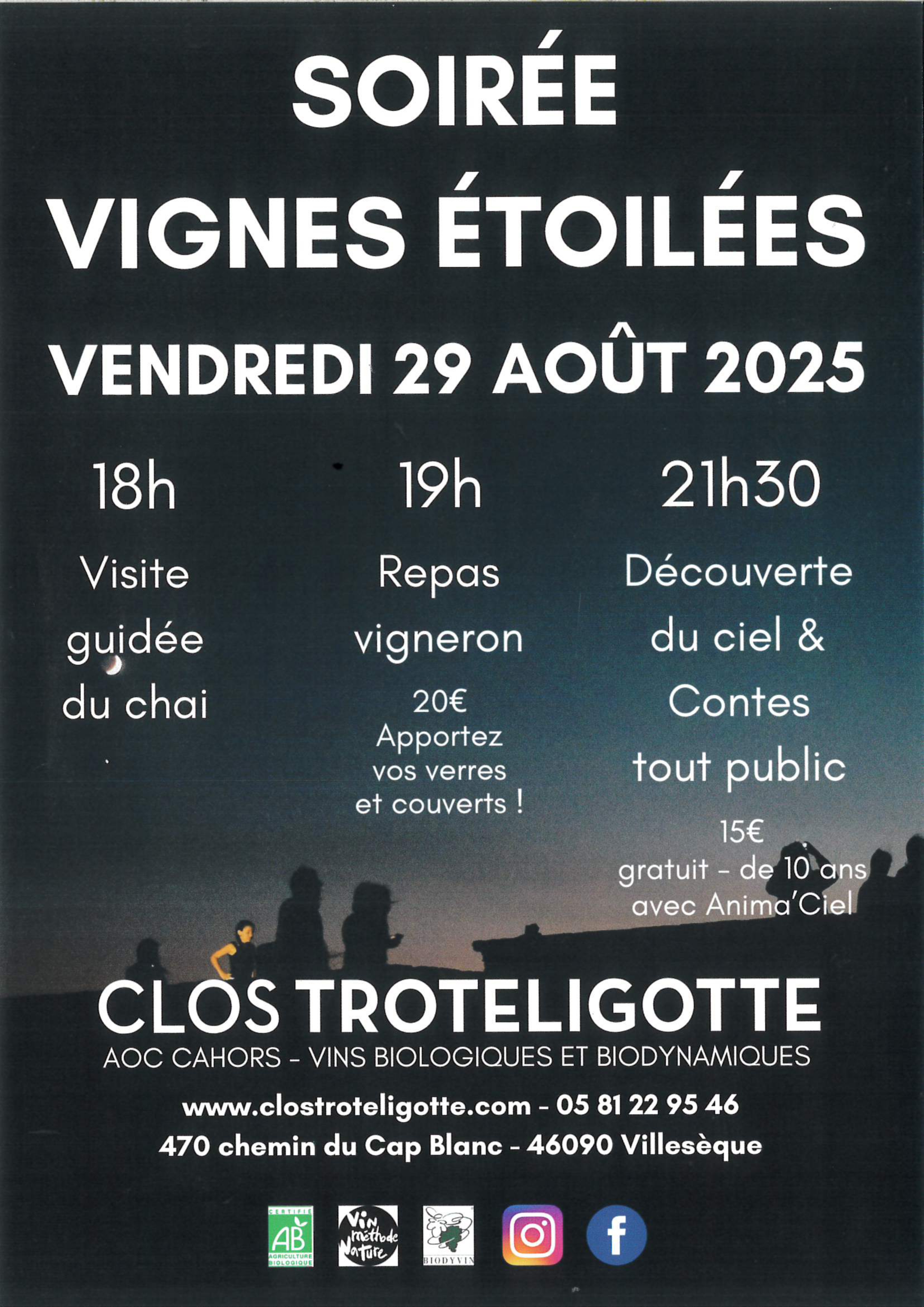 Soirée vignes étoilées au Clos Troteligotte - ANNULÉ CAUSE MÉTÉO