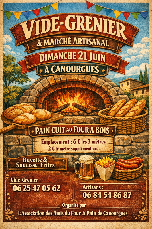 Vide-greniers - Marché artisanal - Association des amis du four à pain de Canourgues