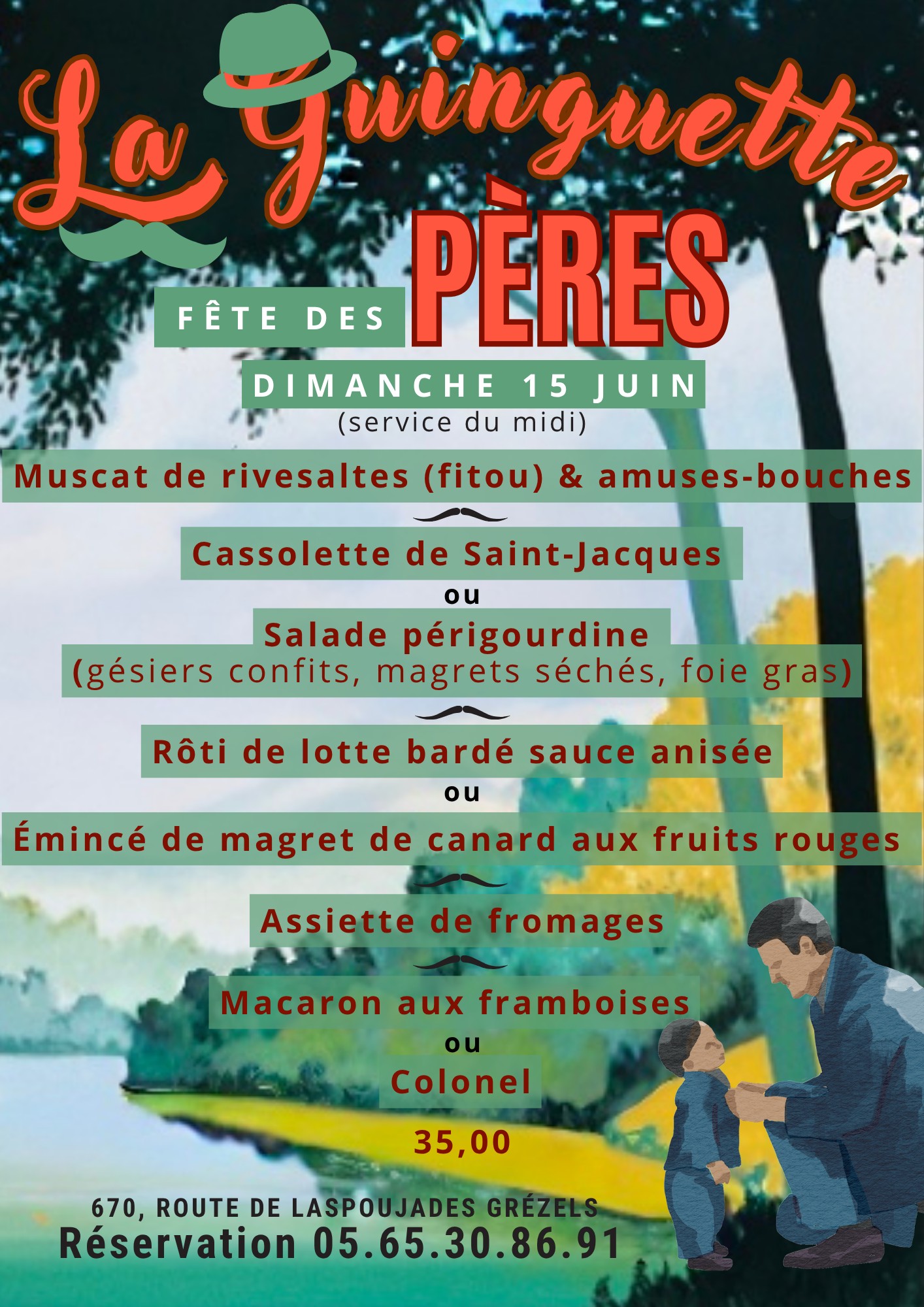 Menu fête des pères à la Guinguette