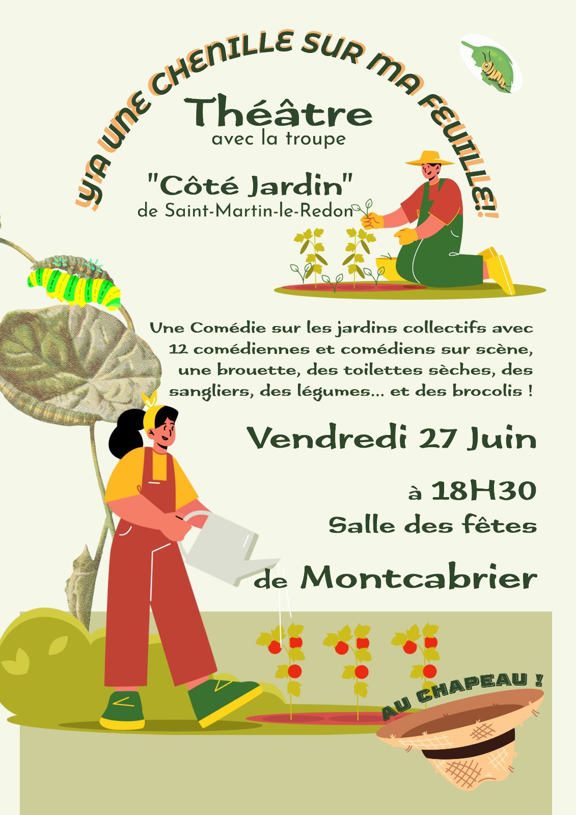 Théâtre à Montcabrier: "Y a une chenille sur ma feuille"