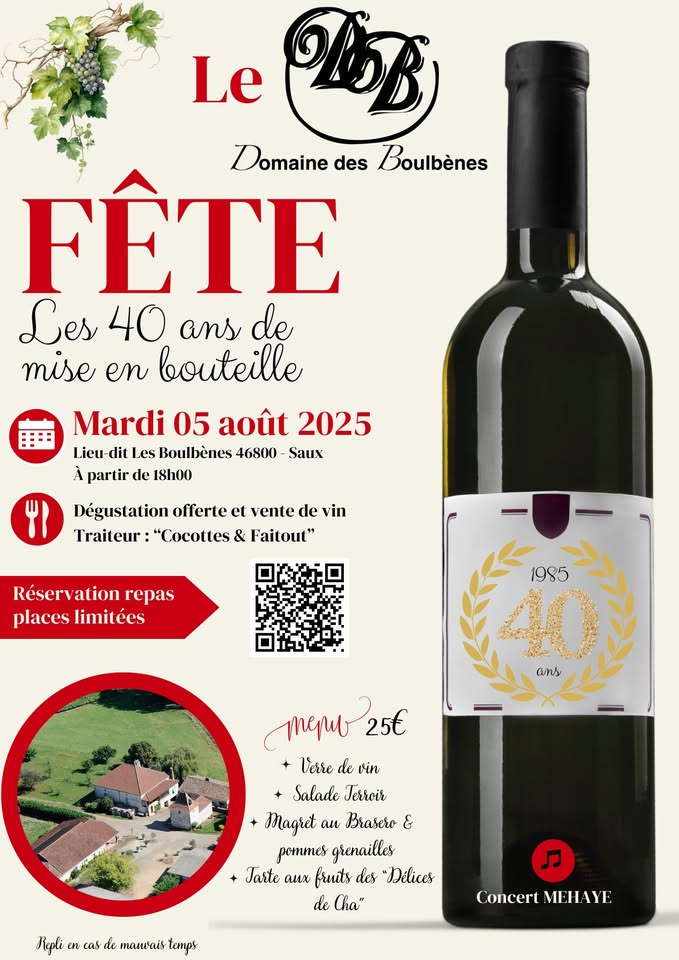 Soirée des 40 ans du domaine des Boulbènes
