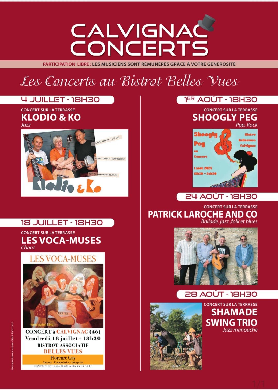 Concerts au Bistrot Belles Vues à Calvignac : Klodio & Ko