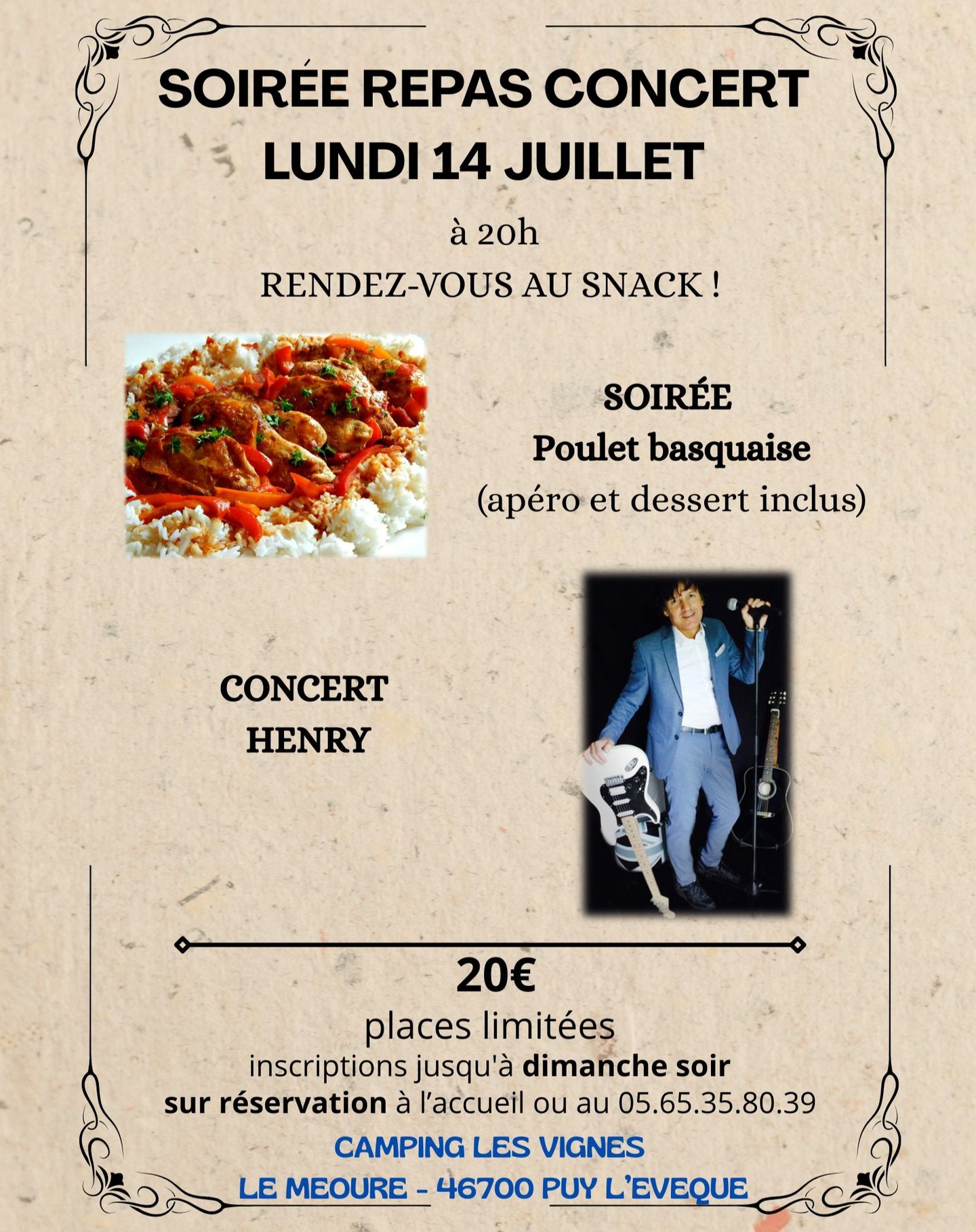 Repas concert au camping Les Vignes