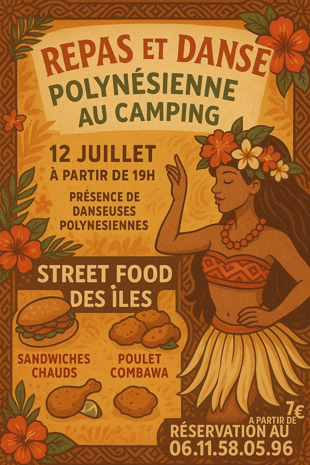 Repas et danses polynésiennes au camping les Reflets du Quercy