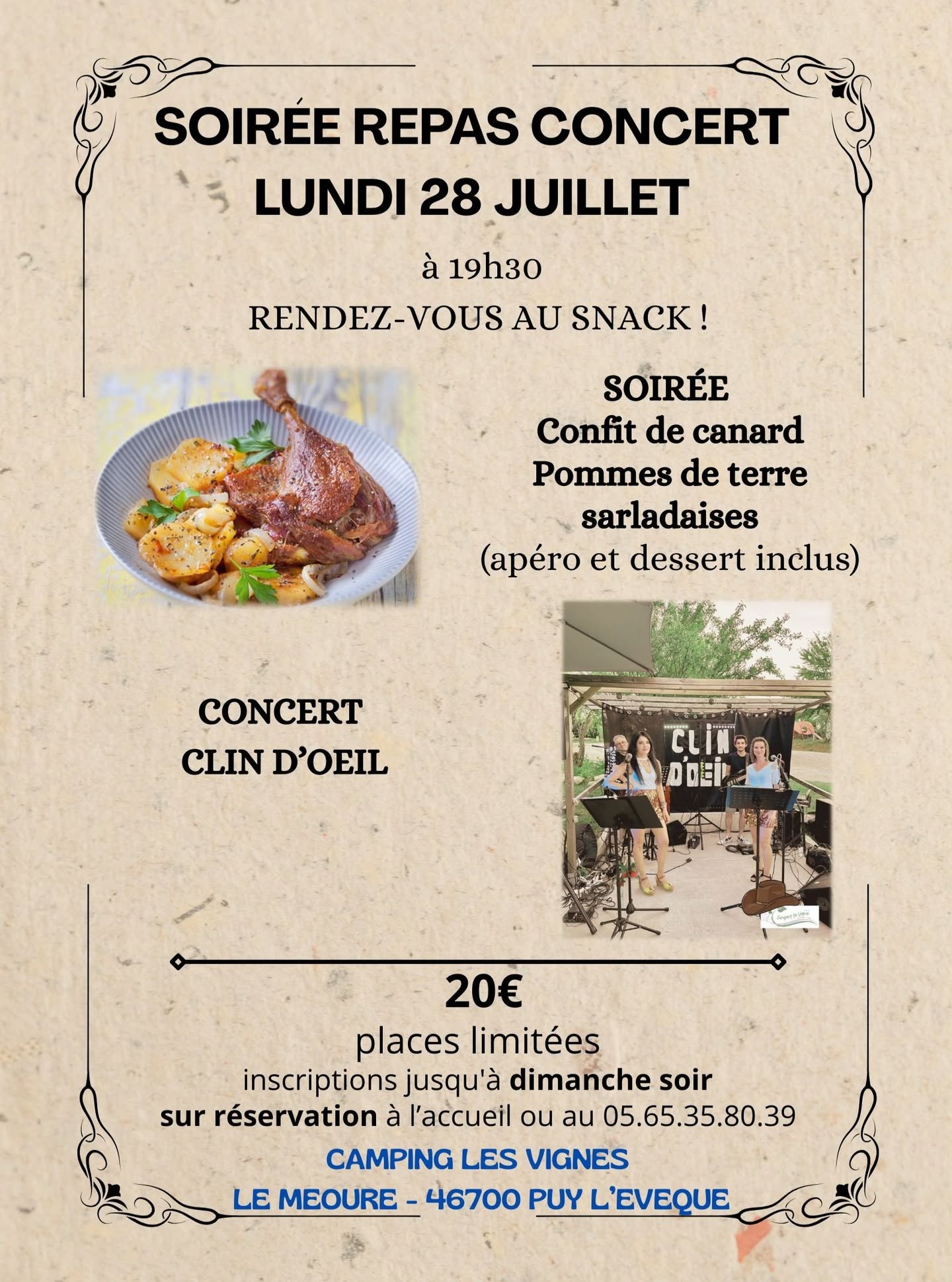 Repas concert au camping Les Vignes