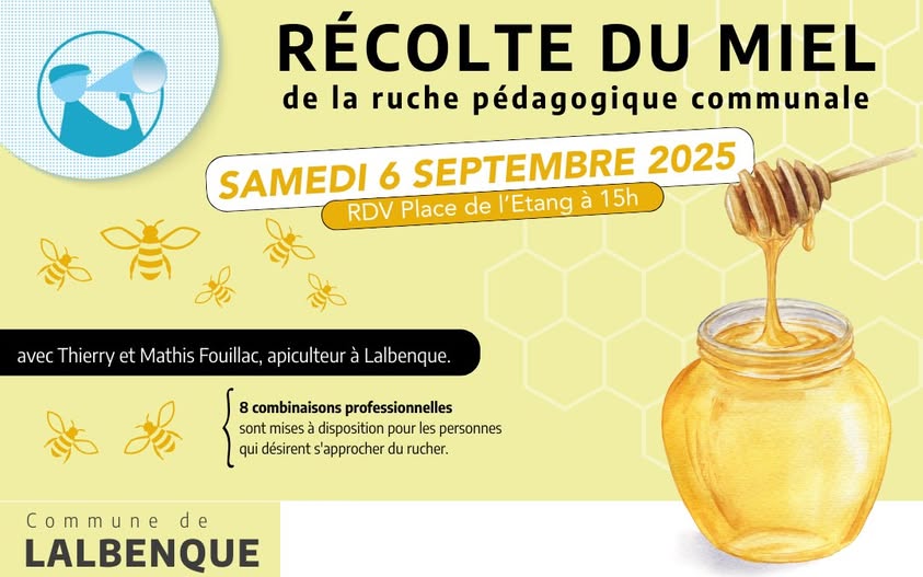 Récolte du miel de la ruche pédagogique de Lalbenque