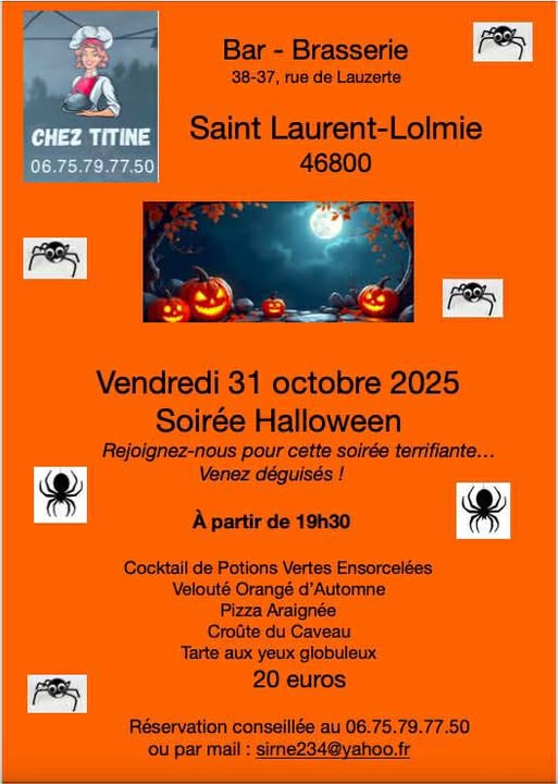 Soirée Halloween au restaurant "Chez Titine"