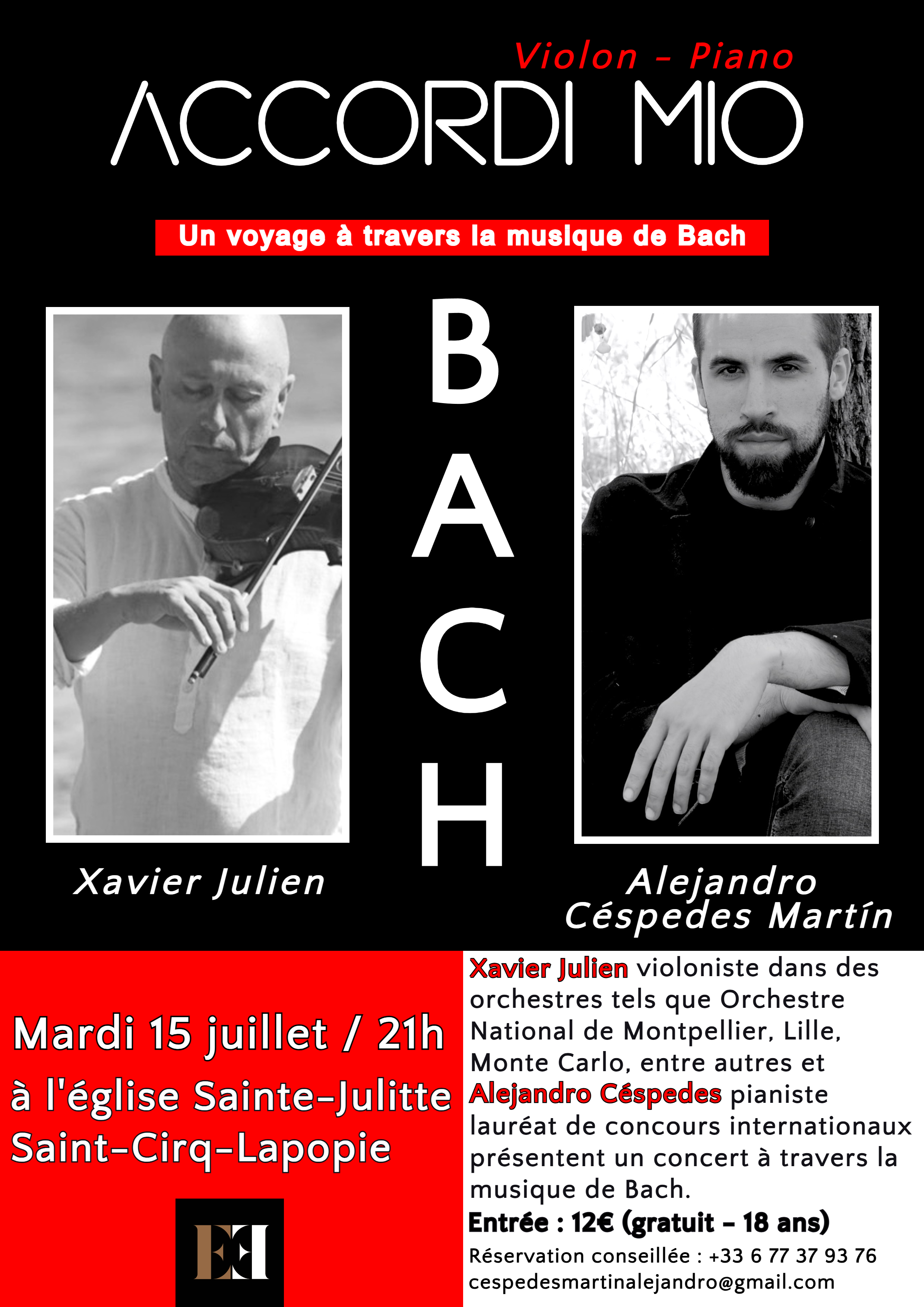 Concert duo violon-piano - Accordi Mio, "Un voyage à travers la musique de Bach"