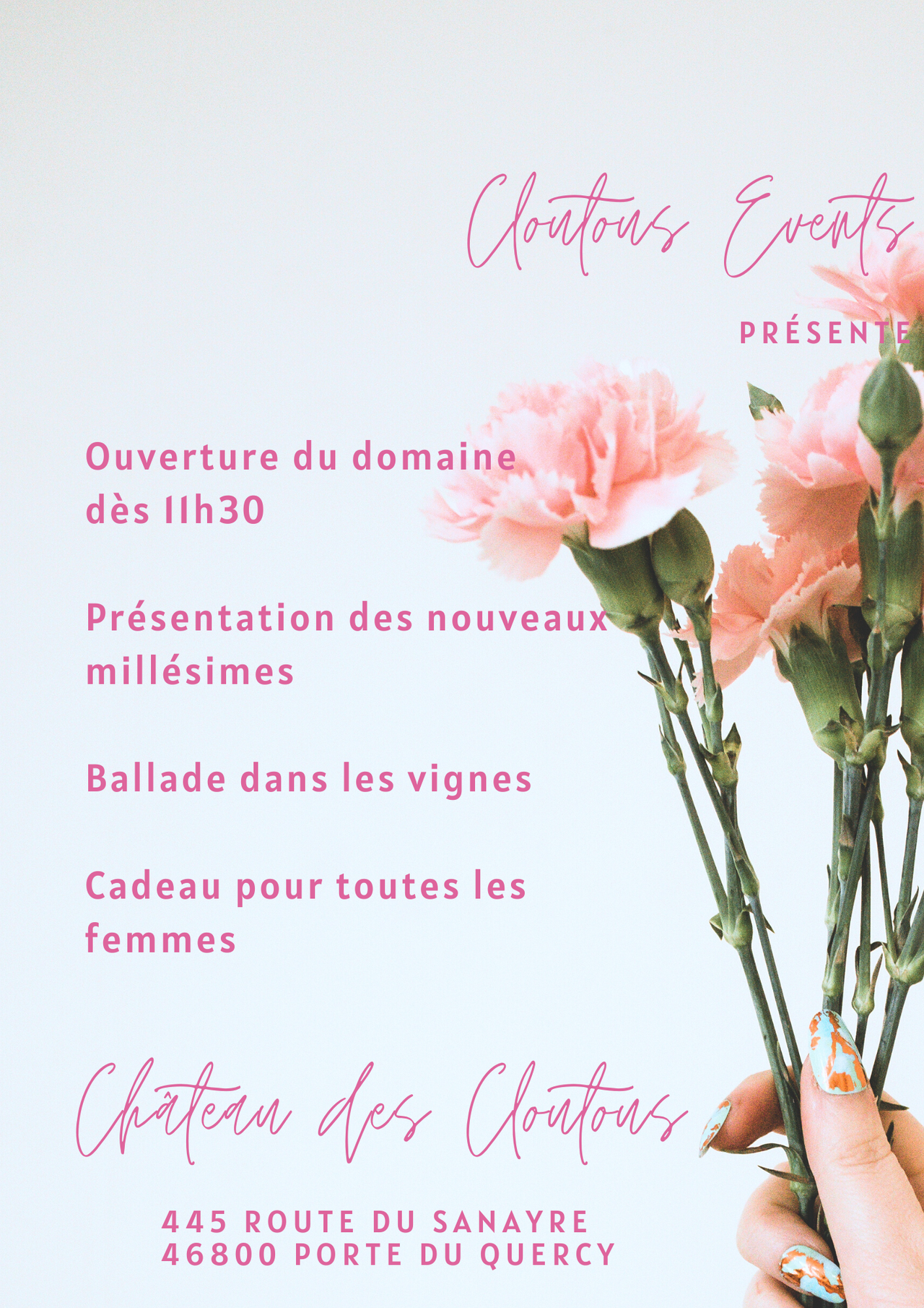 Menu de fête des mères au Château des Cloutous