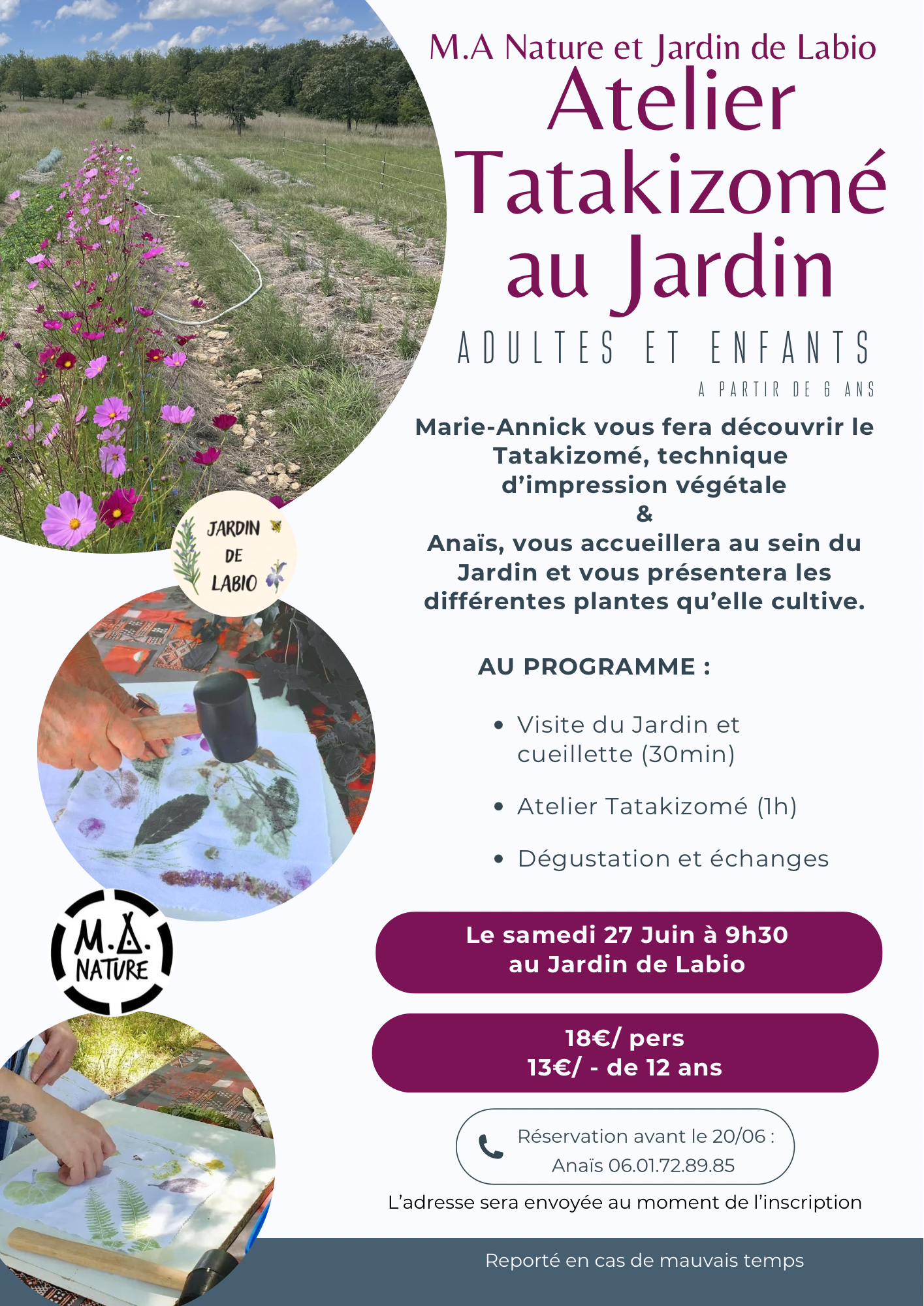 Impression végétale : atelier Tatakizomé