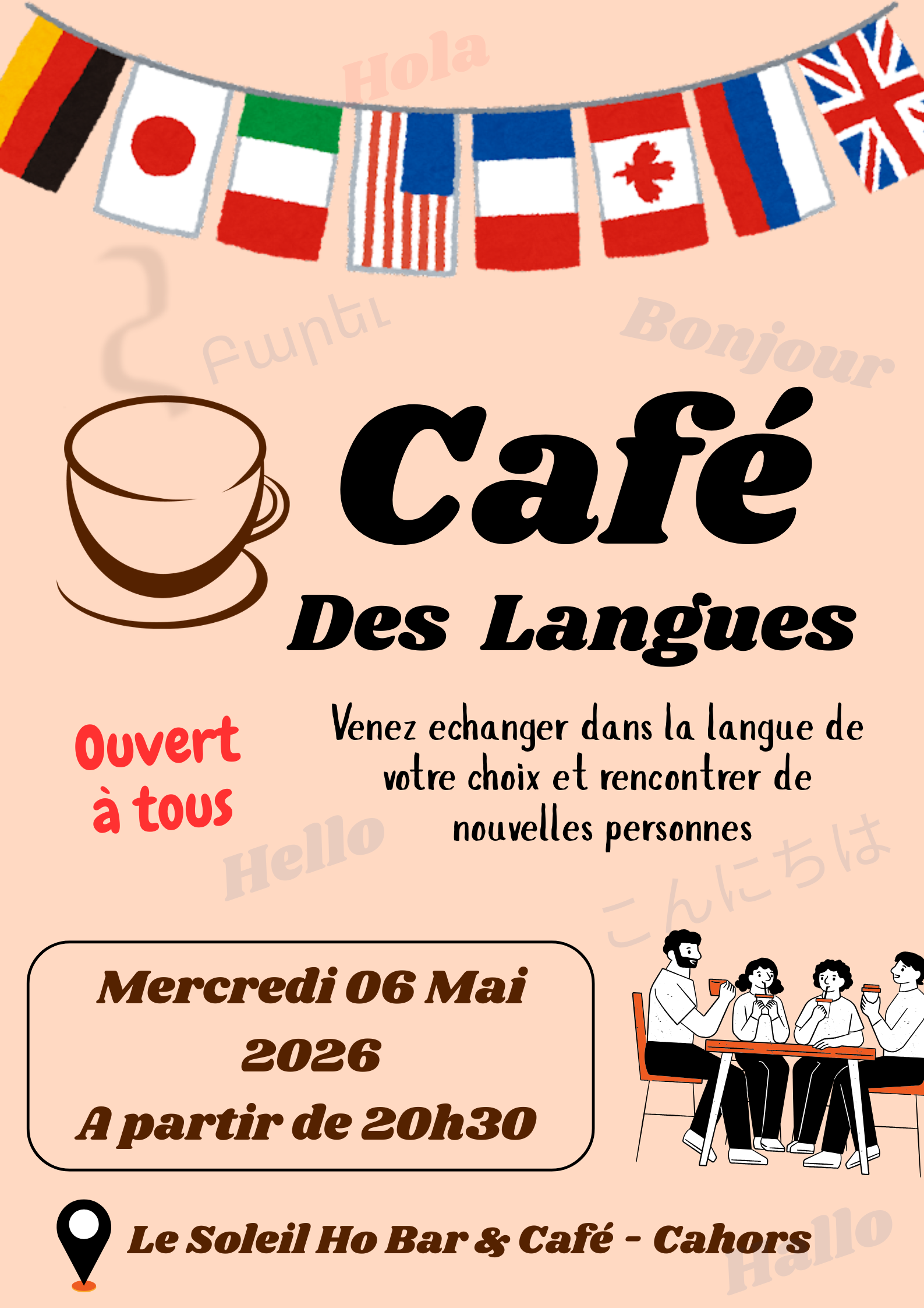 Café des Langues au Soleil Ho Bar & Café — visuel événement