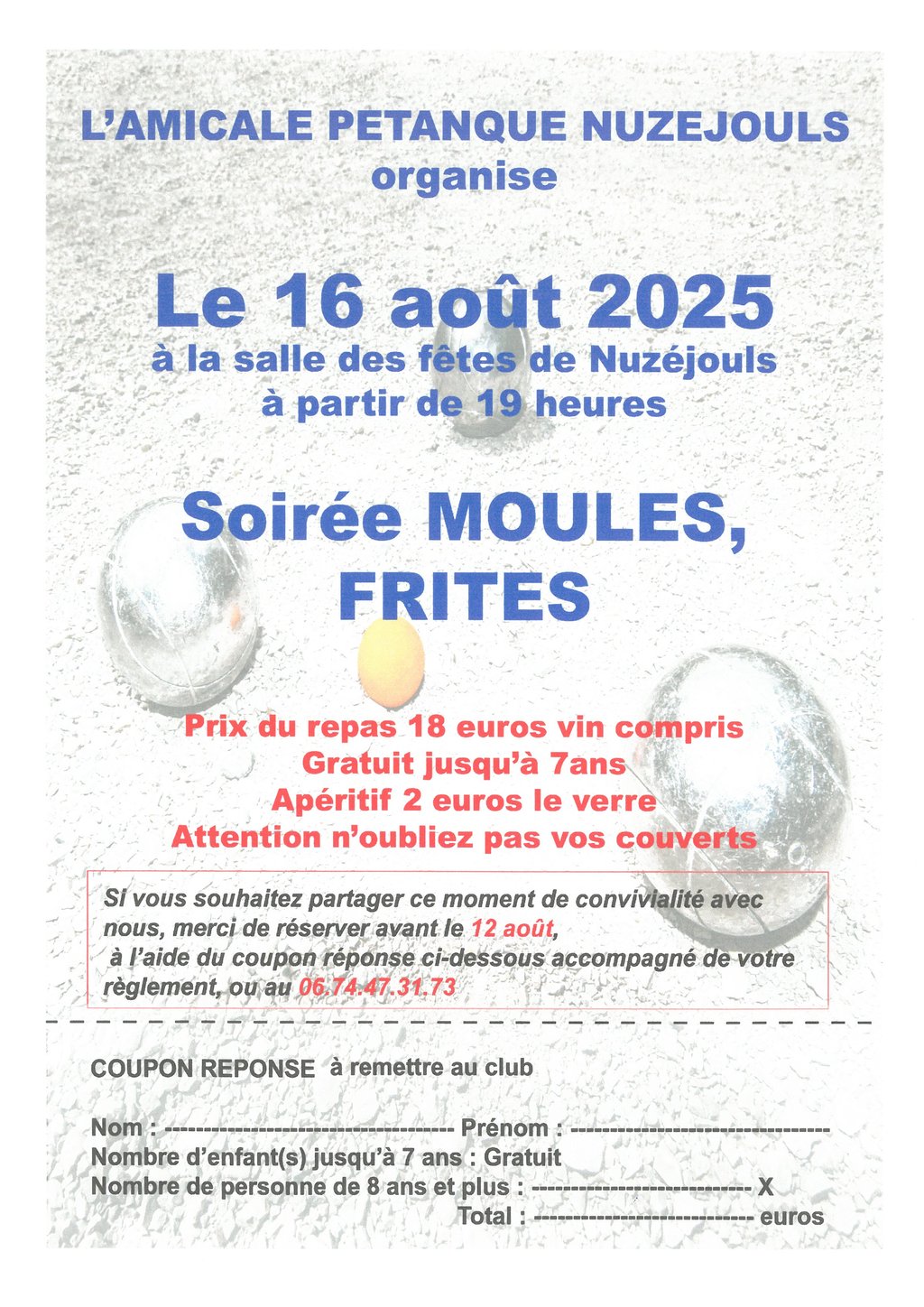 Soirée moules frites à Nuzéjouls