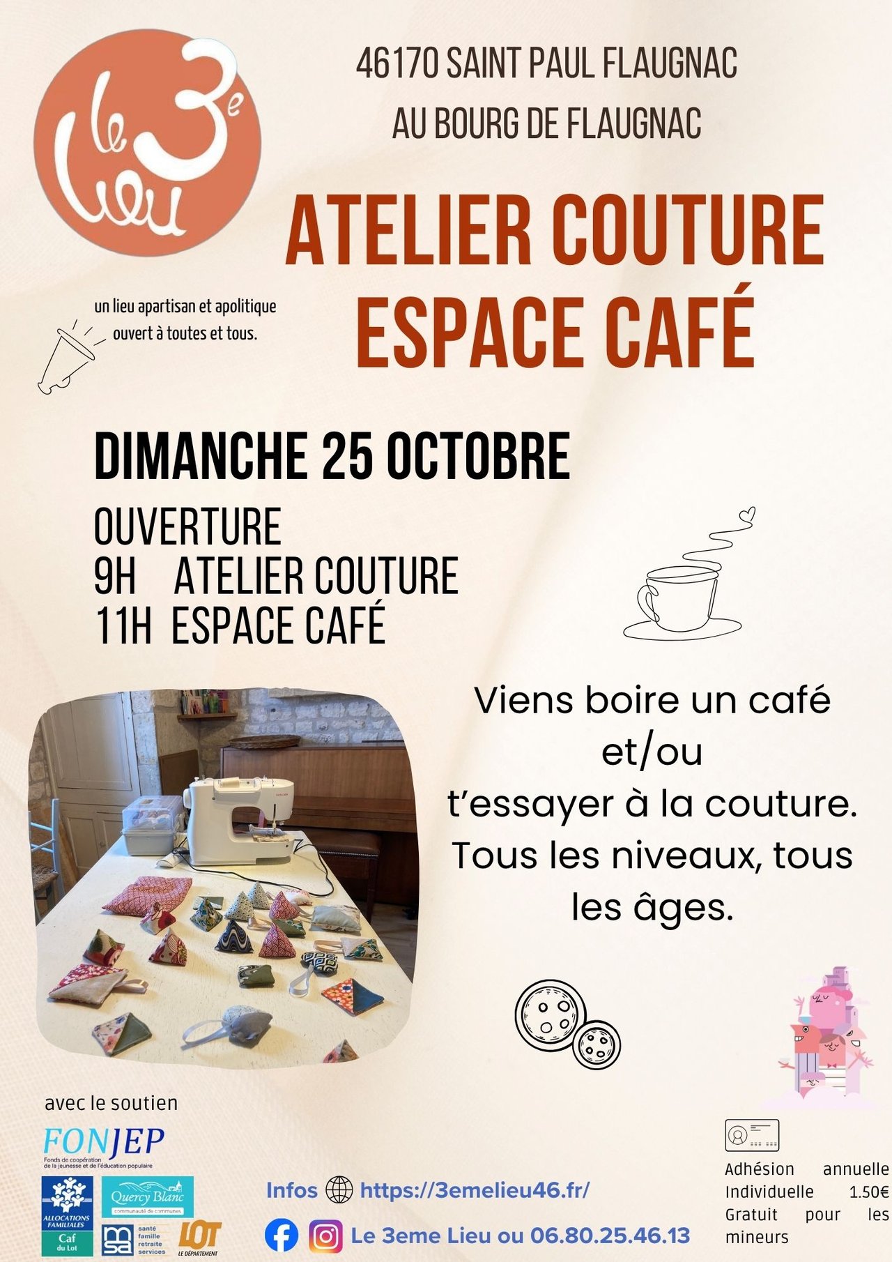 Atelier couture et espace café au 3ème Lieu