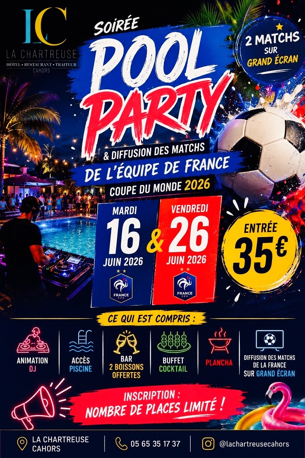 Pool party et diffusion du mondial