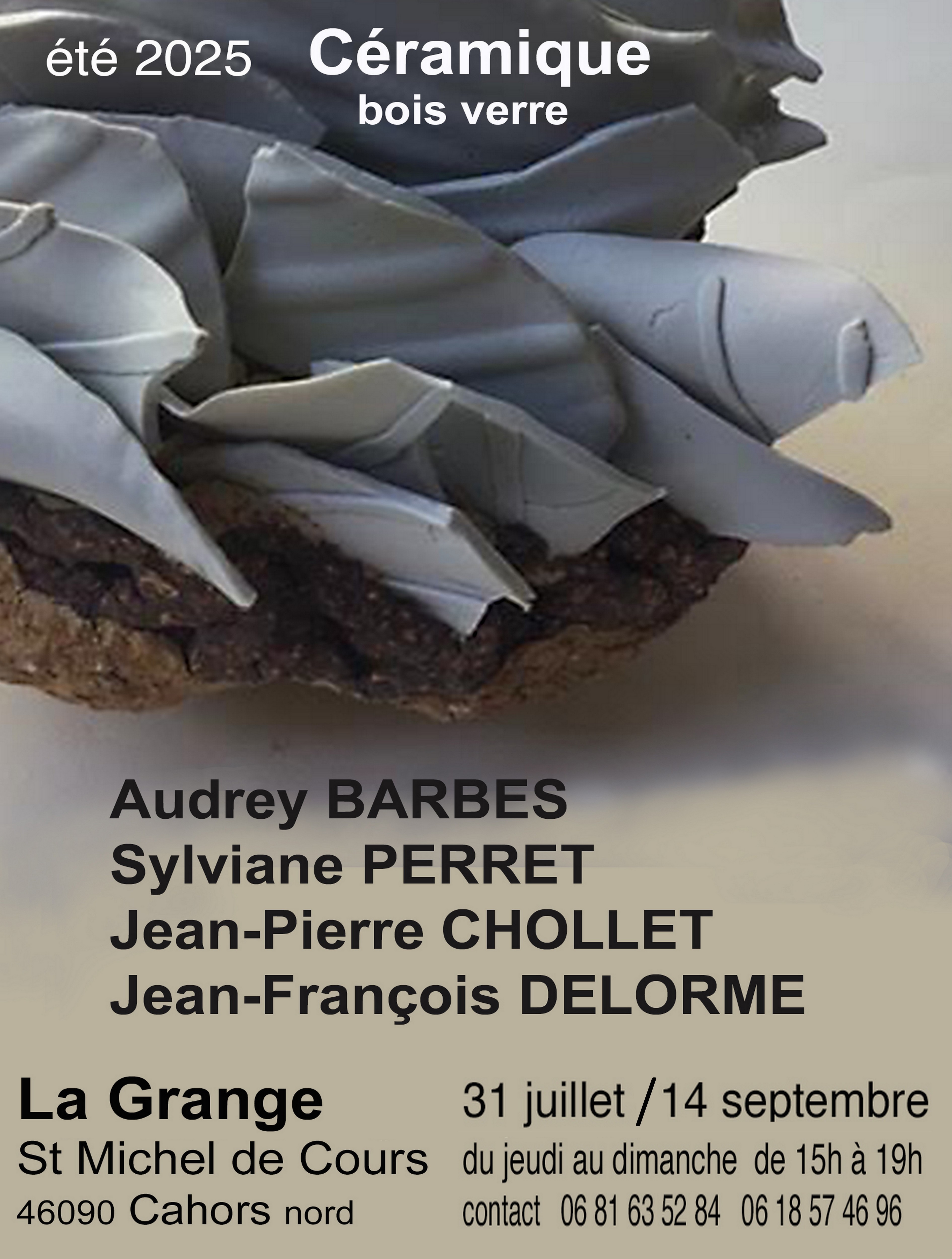 Exposition de céramique, bois et verre à la Grange-étable