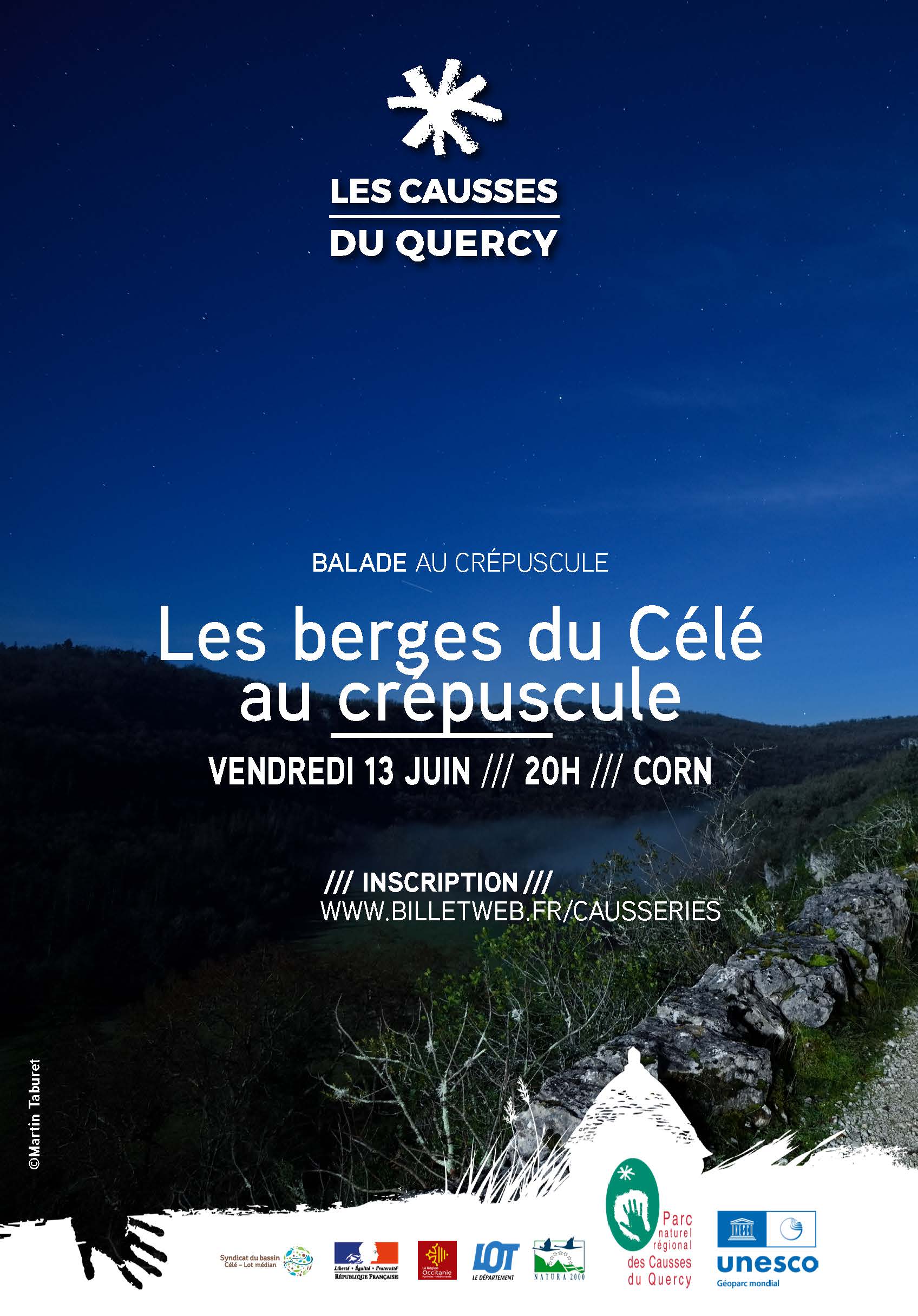 Célé'té en vallée du Célé : Les berges du Célé au crépuscule