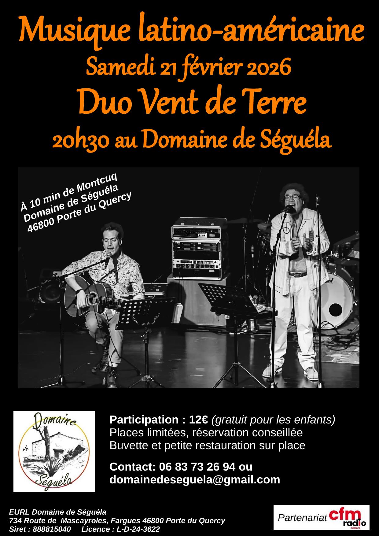 Concert Duo Vent de Terre au domaine de Séguéla