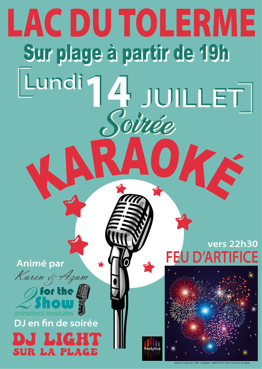 Soirée karaoké et feu d’artifice au lac du Tolerme