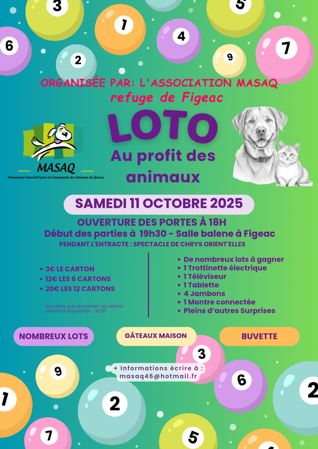 Soirée loto à Figeac, au profit des animaux