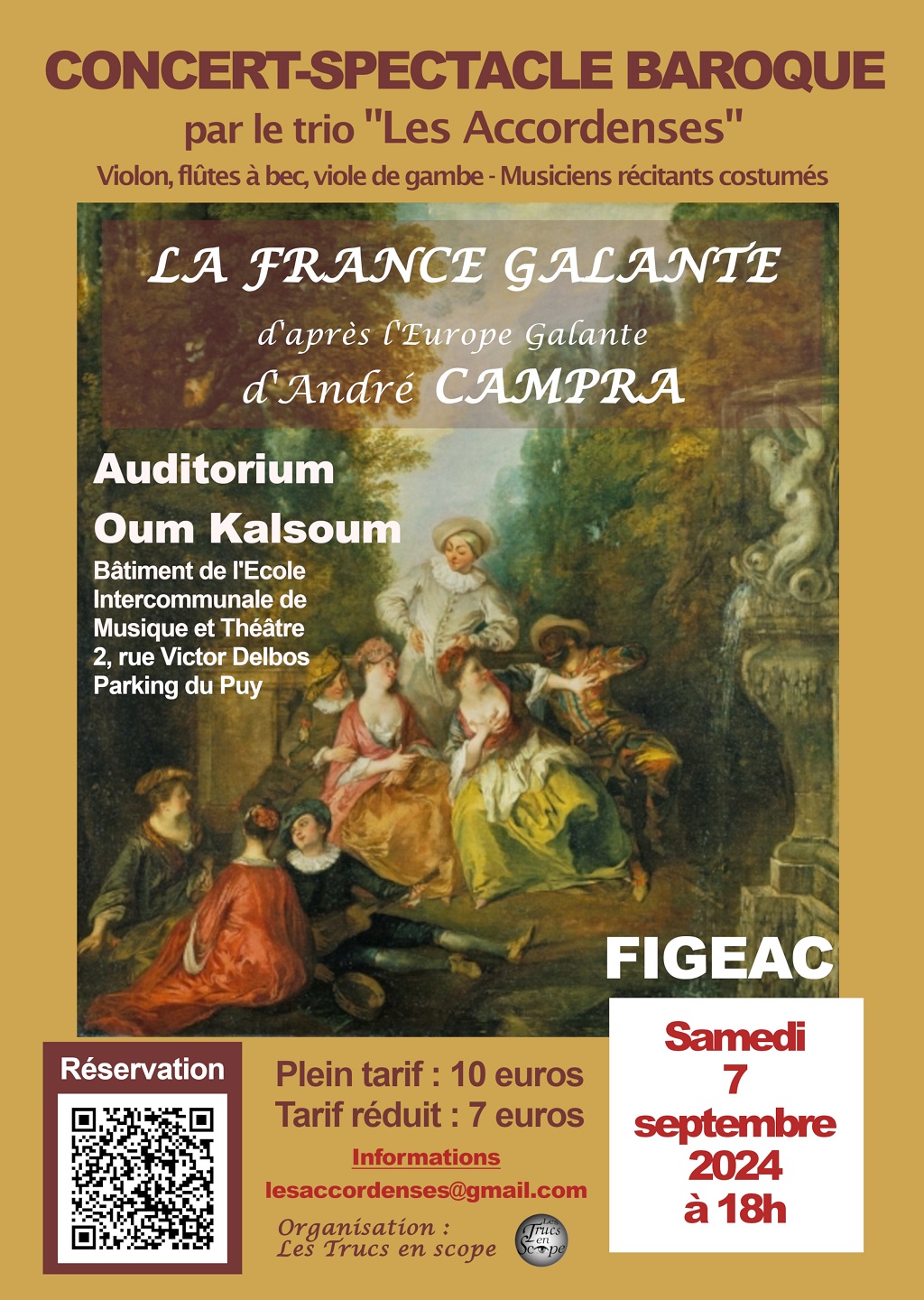 Concert spectacle à Figeac : « La France Galante » les délices de l’époque baroque (17 et 18e siècle)