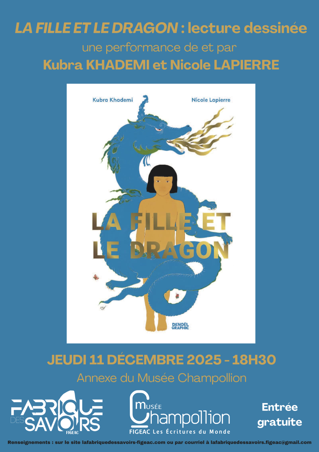 Lecture performance à Figeac :  La fille et le dragon, lecture dessinée