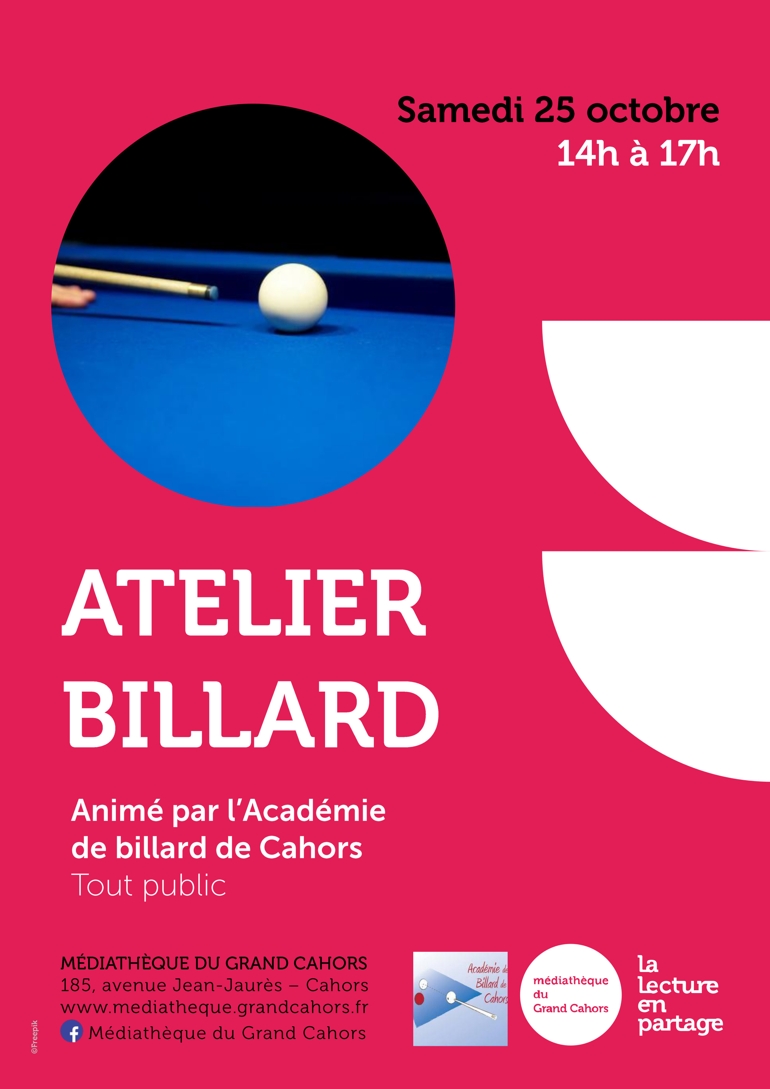 Ateliers billard et échecs à la Médiathèque du Grand Cahors