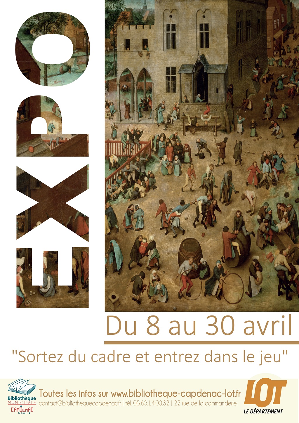 Visite VIP exposition, "sortez du cadre et entrez dans le jeu", bibliothèque de Capdenac-le-Haut