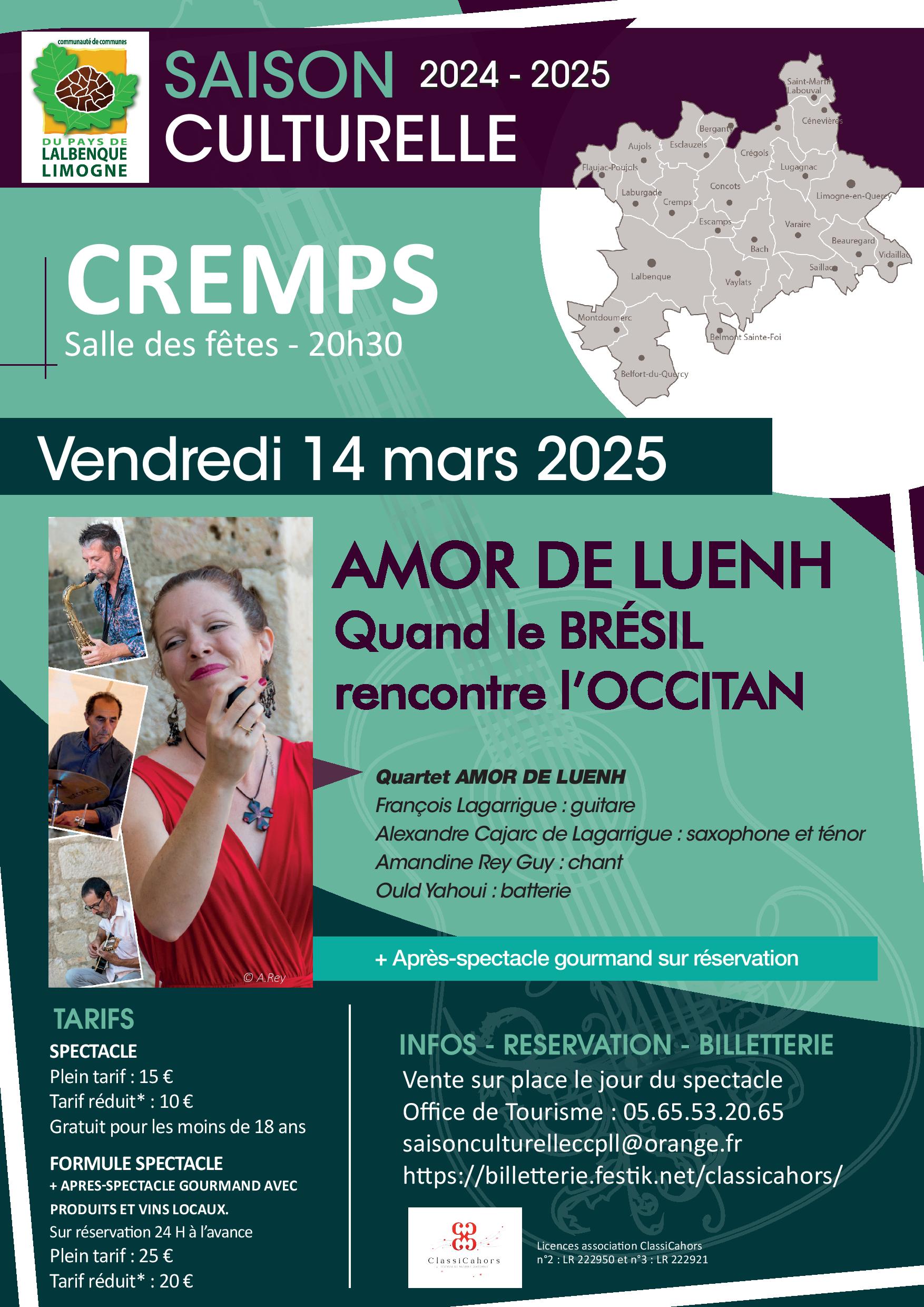 Saison culturelle Lalbenque-Limogne : Amor de Luènh, quand le Brésil rencontre l'Occitan