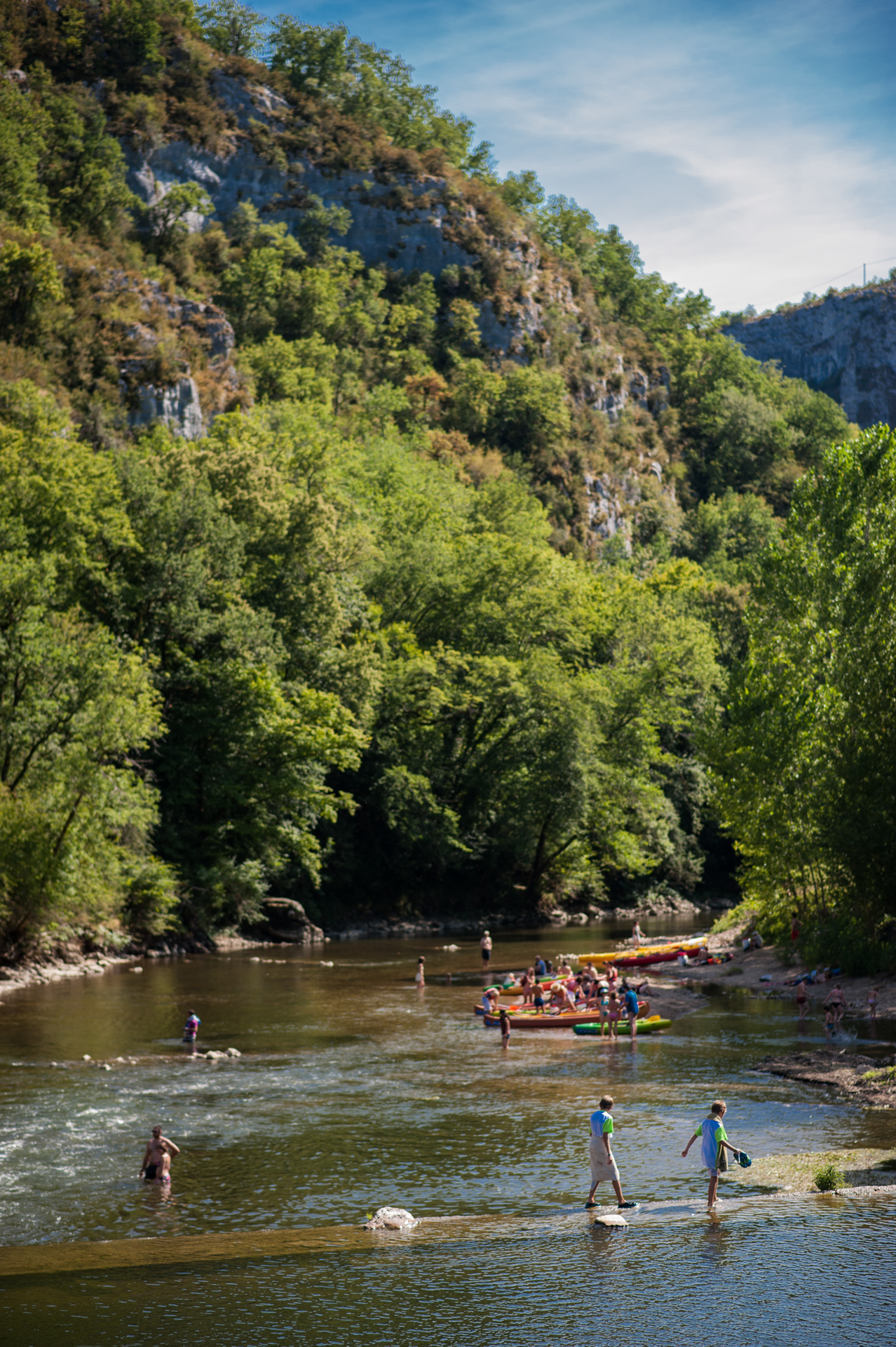 Baignade du moulin de Cabrerets dans la rivière Célé